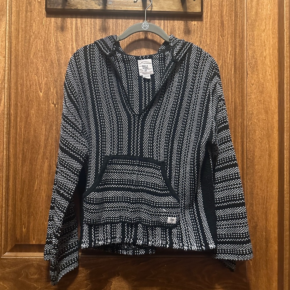 Billabong Black & White Woven Baja Pullover Hoodie